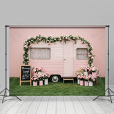 Lofaris Floral Camp Motor Home Pink Sweet Wedding Backdrop